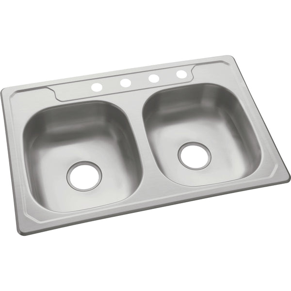 Sterling Middleton Double Bowl 33 In. x 22 In. x 6 In. Deep Stainless Steel Drop-In Kitchen Sink