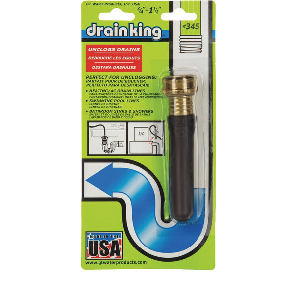 G. T. Water Drain King 3/4" to 1-1/2" Water-Pressure Drain Opener