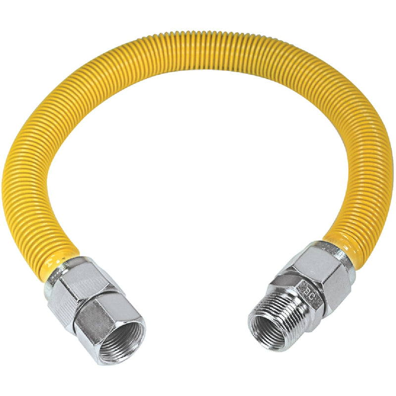 Dormont 1 In. OD x 36 In. Coated Stainless Steel Gas Connector, 3/4 In. FIP x 3/4 In. MIP (Tapped 1/2 In. FIP)