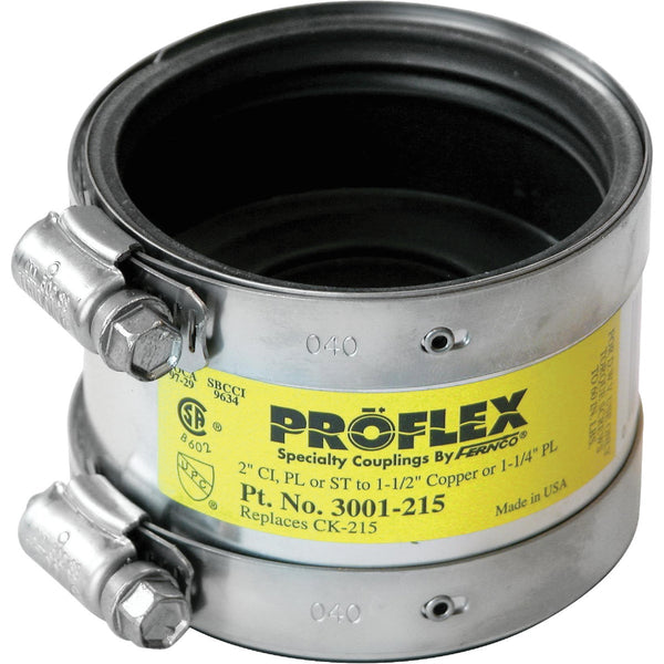 Proflex 1-1/2 In. x 1-1/2 In. PVC Shielded Coupling - Cast-Iron, Plastic, Steel to Copper