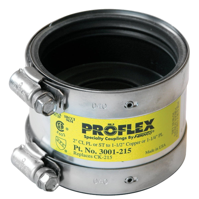 Proflex 2 In. x 2 In. PVC Shielded Coupling - Cast-Iron, Plastic, Steel to Copper