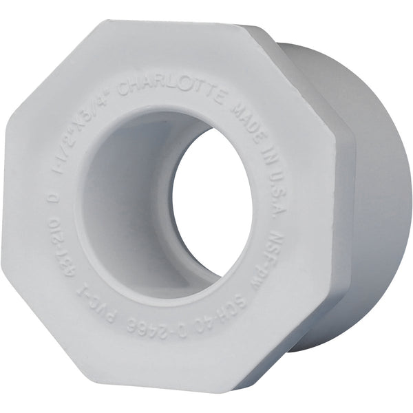 Charlotte Pipe 1-1/2 In. SPG x 3/4 In. Slip Schedule 40 PVC Bushing