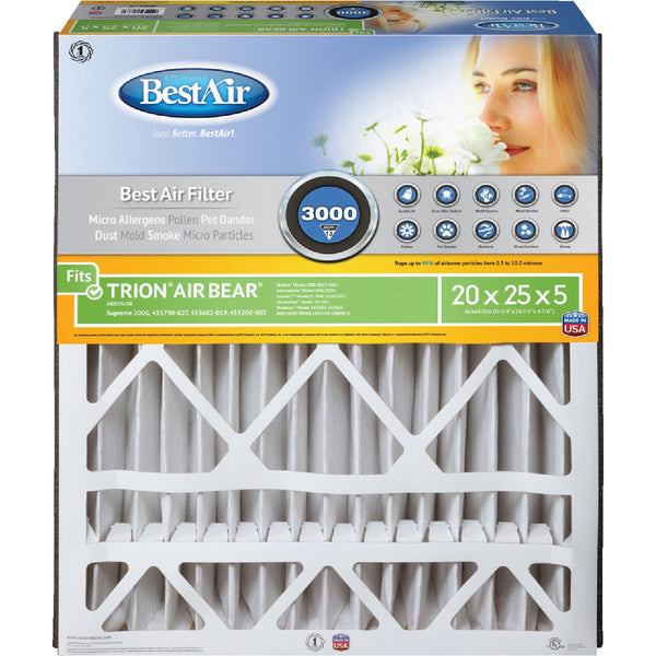 BestAir 20 In. x 25 In. x 5 In. Trion Air Bear MERV 13 Deep Pleat Furnace Filter