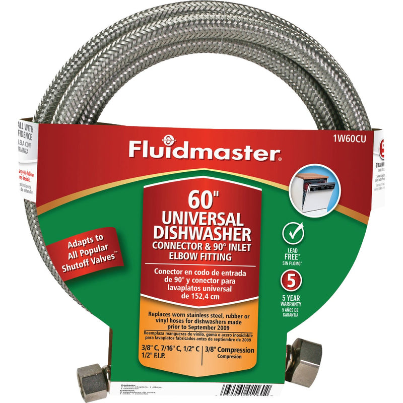 Fluidmaster Universal Fit 60 In. L Braided Stainless Steel Dishwasher Connector