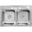 Kohler Cadence Double Bowl 33 In. x 22 In. x 8-5/16 In. Deep Stainless Steel Drop-In Kitchen Sink