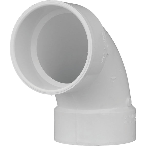 Charlotte Pipe 3 In. Schedule 30 90 Deg. Sanitary DWV PVC Elbow (1/4 Bend)