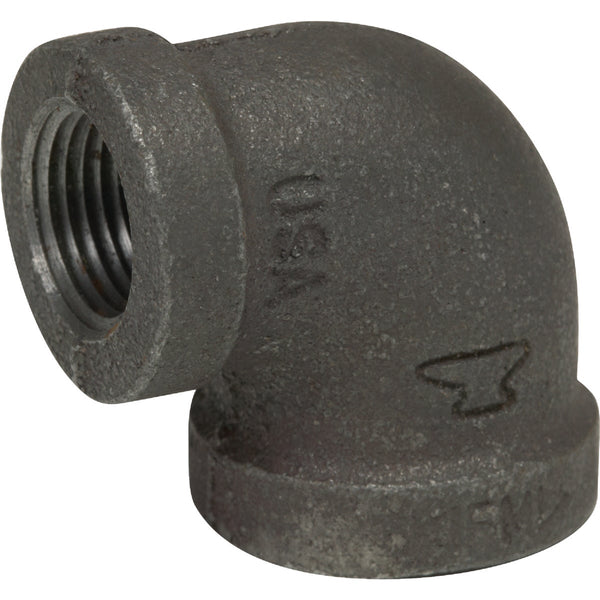 Anvil 1/2 In. x 3/8 In. 90 Deg. Reducing Malleable Black Iron Elbow (1/4 Bend)