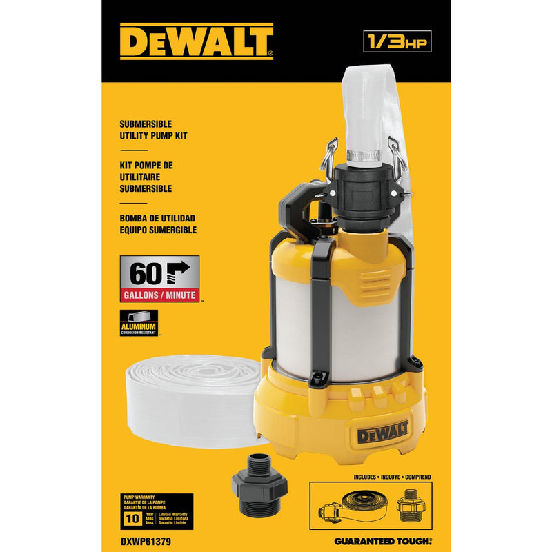 DEWALT 1/3 HP Submersible Aluminum Utility Pump with Hose Kit