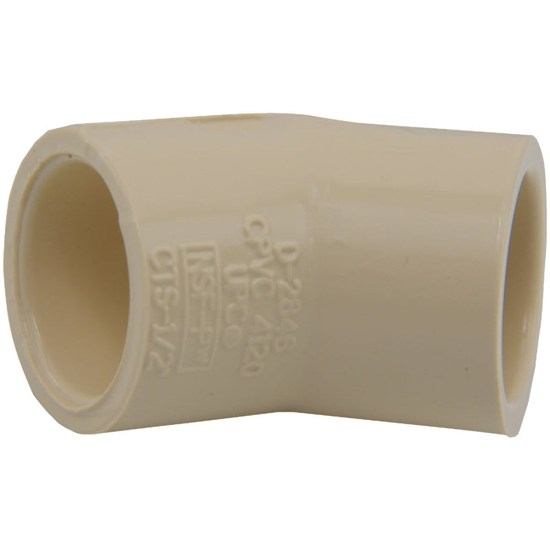 Charlotte Pipe 1/2 In. Slip x Slip 45 Deg. CPVC Elbow (1/8 Bend)