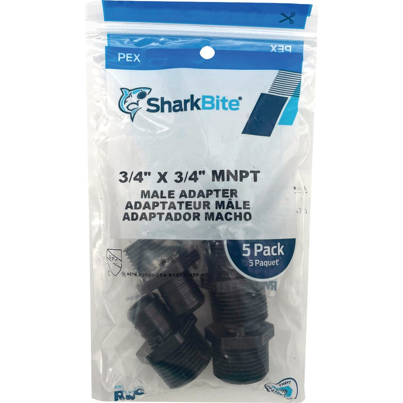 SharkBite 3/4 In. Barb x 3/4 In. MPT Poly-Alloy PEX Adapter (5-Pack)
