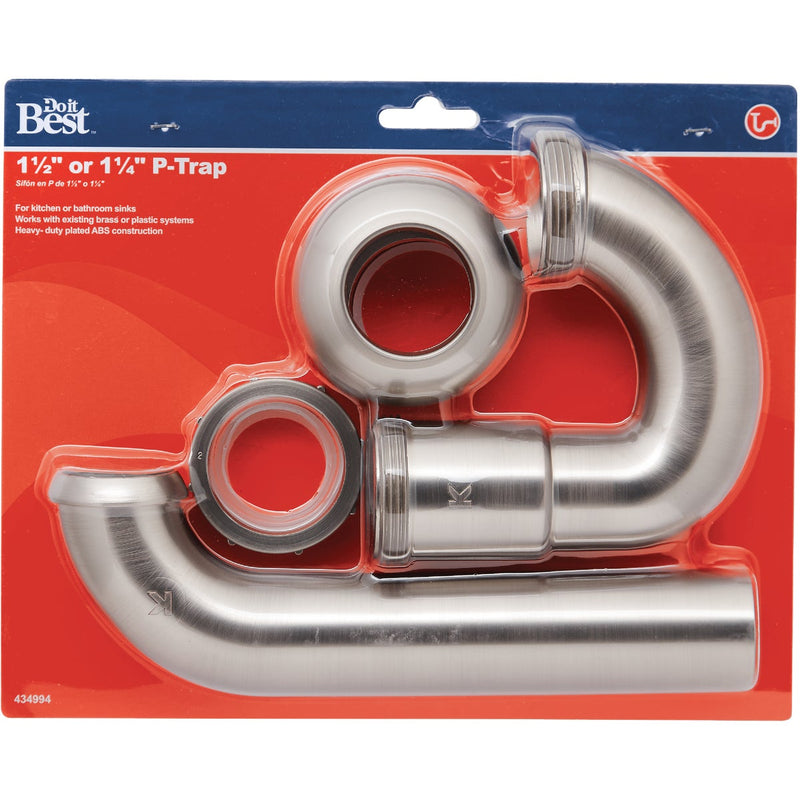 Do it Best 1-1/2 in. ABS Decorative Brushed Nickel P-Trap with 1-1/4 in. Reducer Washer