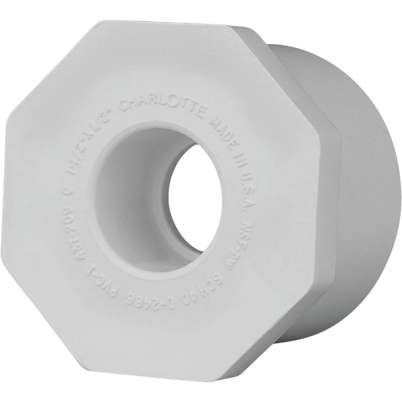 Charlotte Pipe 1-1/2 In. SPG x 1/2 In. Slip Schedule 40 PVC Bushing