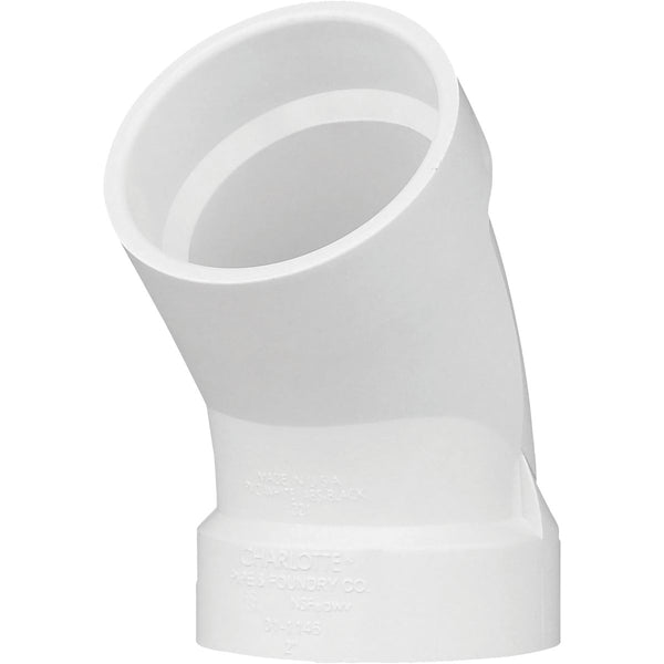 Charlotte Pipe 2 In. Schedule 40 45 Deg. Sanitary DWV PVC Elbow (1/8 Bend)