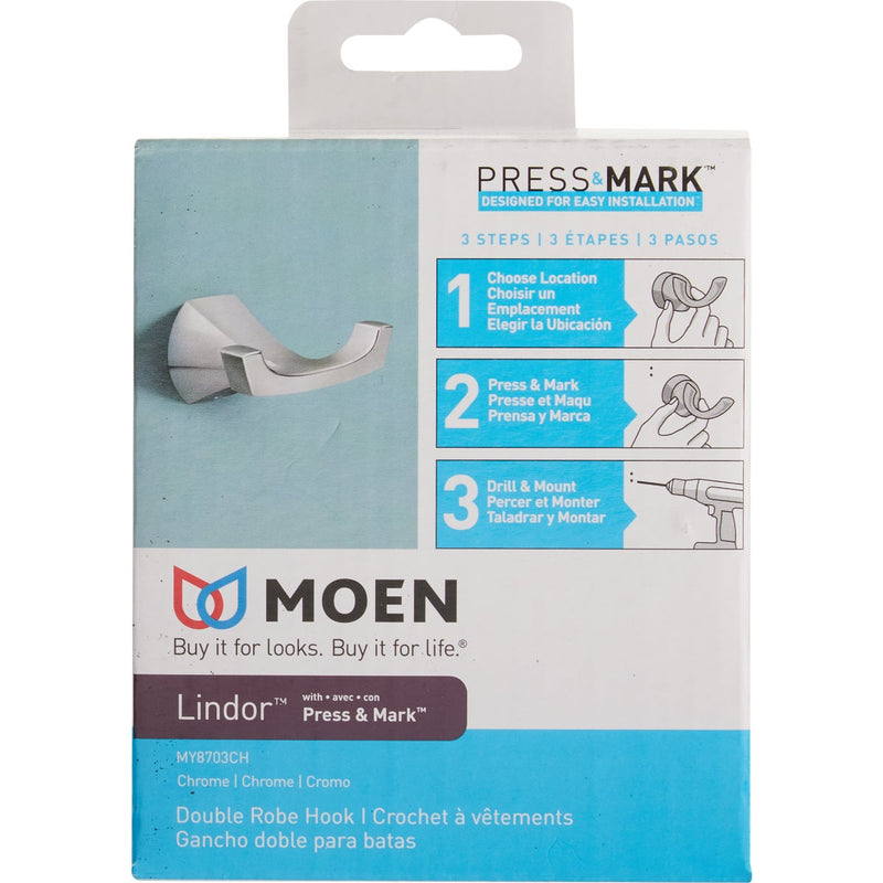 Moen Lindor Double Robe Hook, Chrome