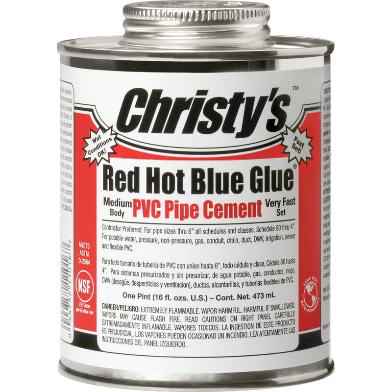 Christy's 16 Oz. Low VOC Red Hot Blue Glue PVC Cement