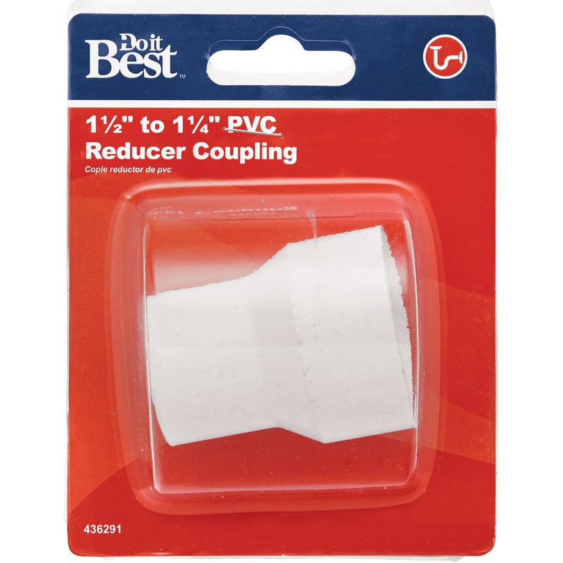Do it Best 1-1/2 In. x 1-1/4 In. White PVC Solvent Weld Reducer Coupling