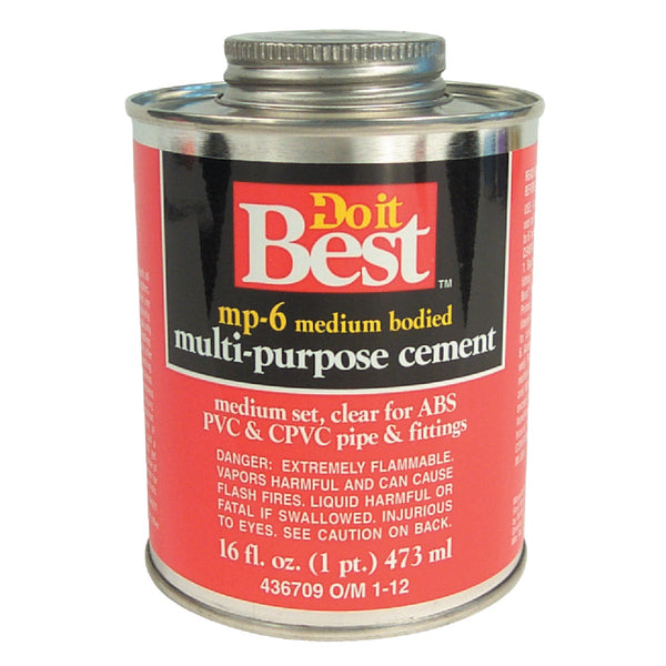 Do it Best 16 Oz. Medium Bodied Clear Multi Purpose Solvent Cement