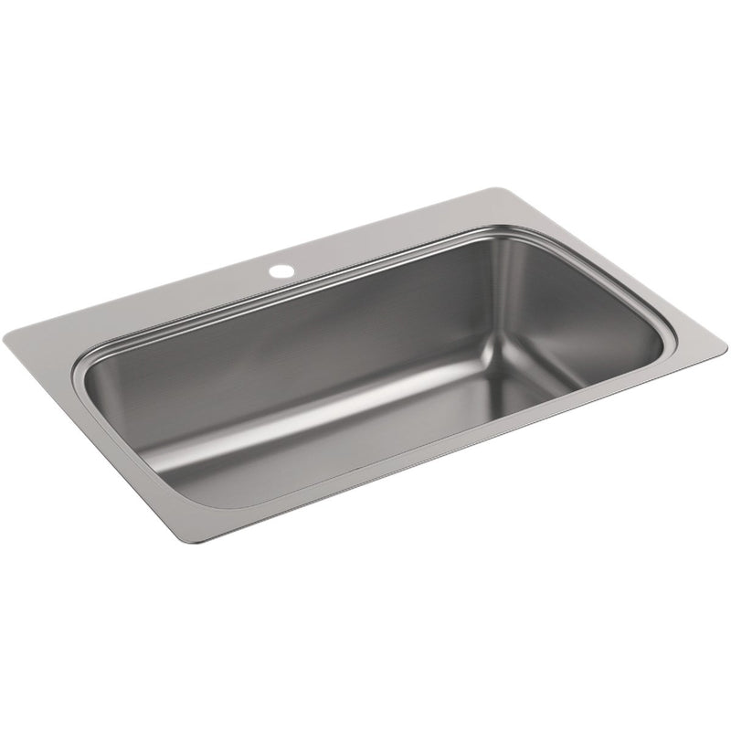 Kohler Verse Single Bowl 33 In. x 22 In. x 9-5/16 In. Deep Stainless Steel Drop-In Kitchen Sink