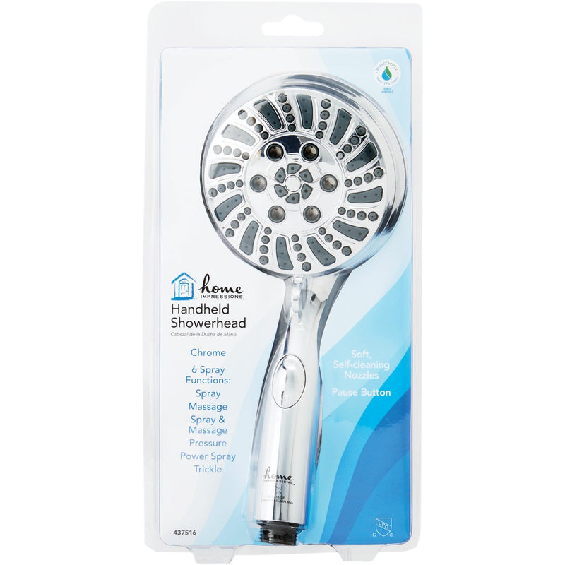 Home Impressions 6-Spray 1.8 GPM Handheld Shower Head, Chrome