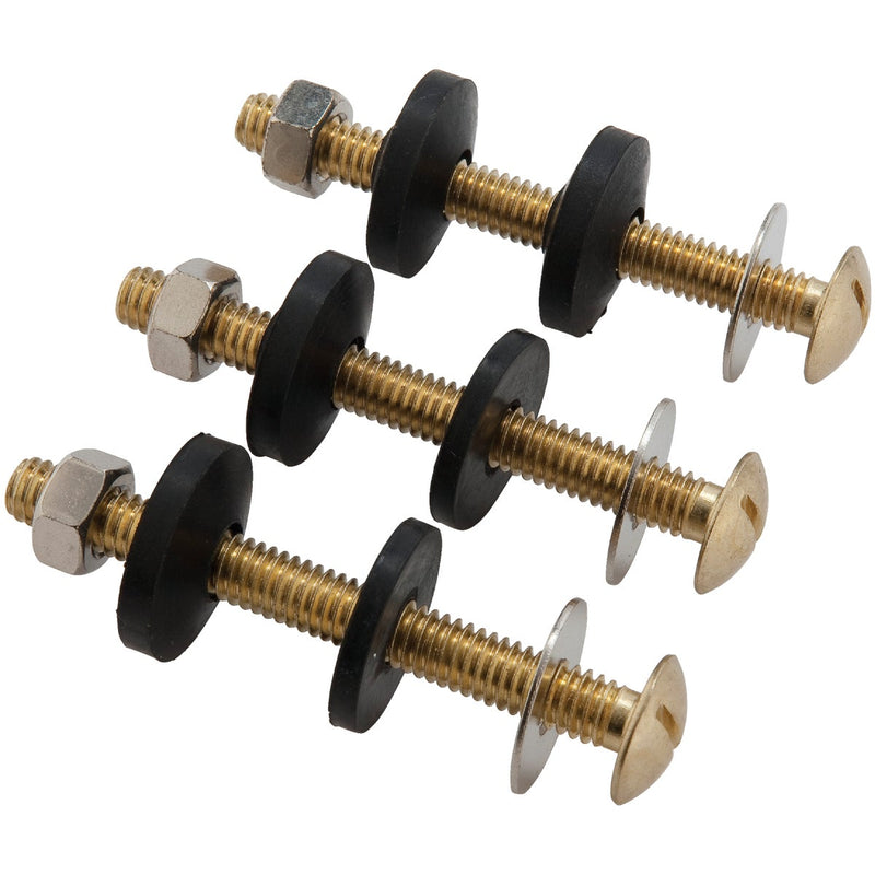 Do it Best 5/16 In. x 3 In. Brass, Sponge Rubber Tank Bolts (3 Pack)