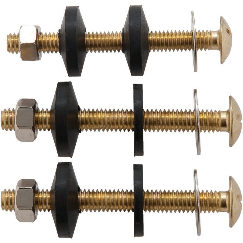 Do it Best 5/16 In. x 3 In. Brass, Sponge Rubber Tank Bolts (3 Pack)