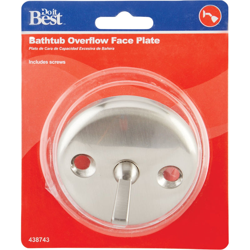 Do it Two-Hole Brushed Nickel Bath Drain Face Plate with Trip Lever