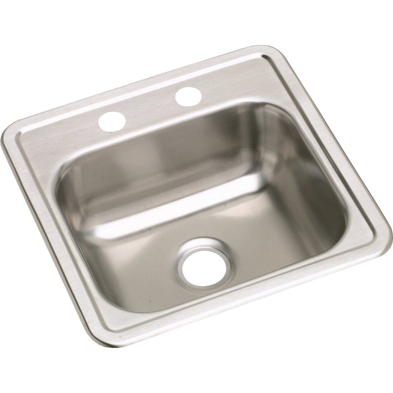 Elkay Dayton 15 In. x 15 In. x 5-3/16 In. Single Bowl Drop-In Bar Sink with 2 In. Drain Opening, Stainless Steel