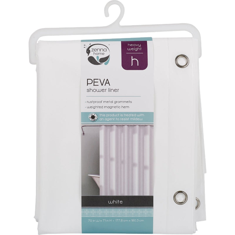 Zenith Zenna Home 70 In. x 71 In. White Heavyweight PEVA Shower Curtain Liner