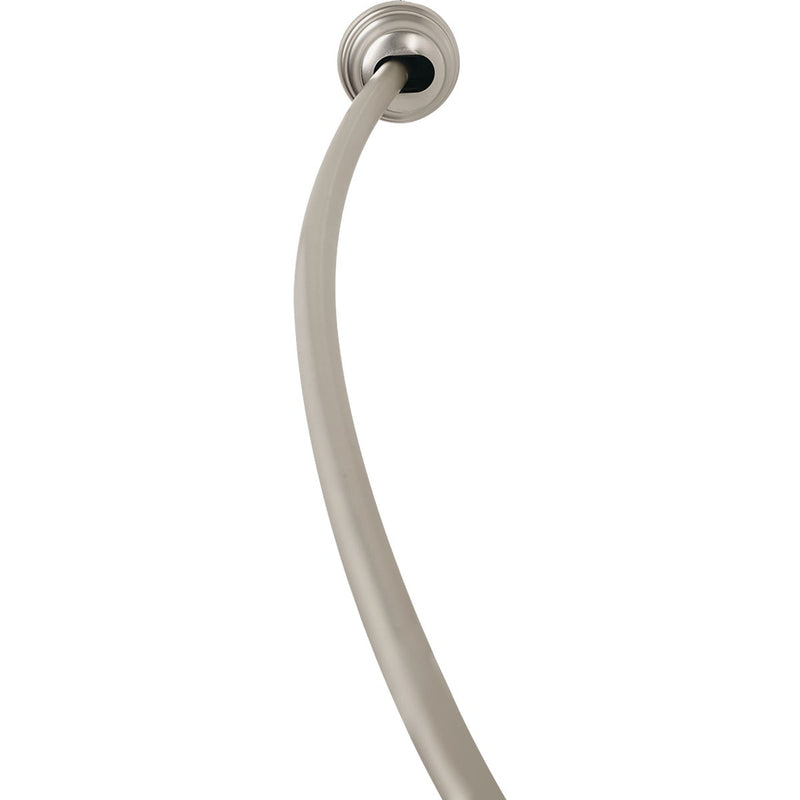 Zenith Zenna Home NeverRust 50 In. to 72 In. Adjustable Fixed or Tension Curved Shower Rod in Satin Nickel