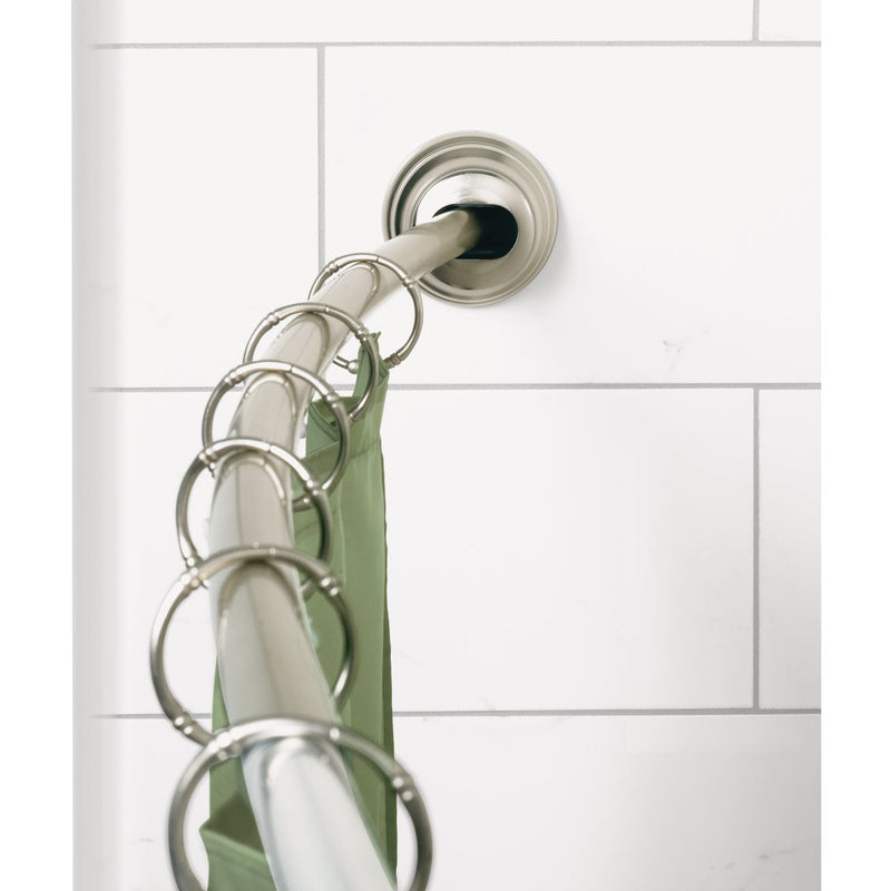 Zenith Zenna Home NeverRust 50 In. to 72 In. Adjustable Fixed or Tension Curved Shower Rod in Satin Nickel