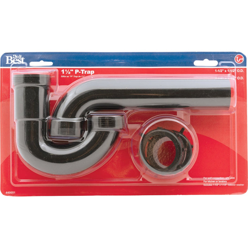 Do it Best 1-1/2 In. to 1-1/4 In. Black Plastic P-Trap with Reducer Washer