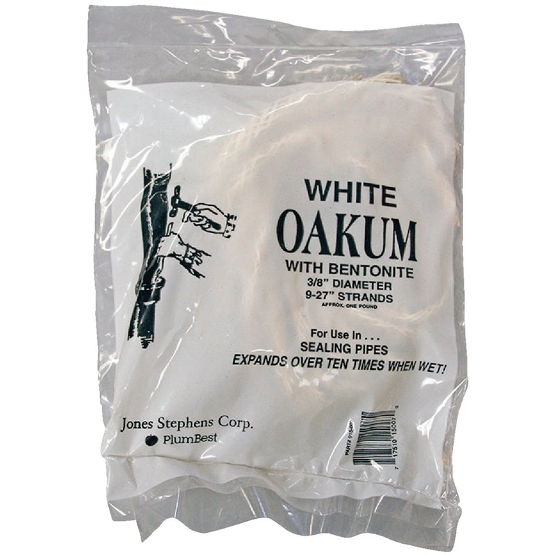 Jones Stephens 1 Lb. White Oil Oakum, 3/8 In. Dia x 9 In. - 27 In. Strands