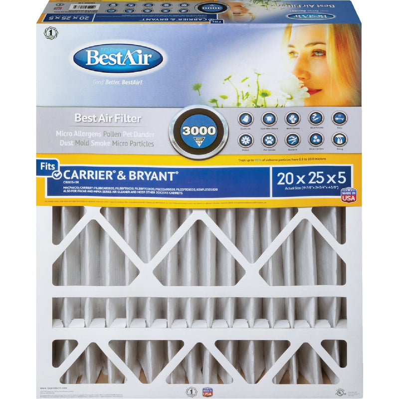 BestAir 20 In. x 25 In. x 5 In. Carrier/Bryant MERV 13 Deep Pleat Furnace Filter