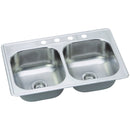 Elkay Dayton 33 In. x 22 In. x 8-1/16 In. Equal Double Bowl Drop-In Kitchen Sink, Stainless Steel