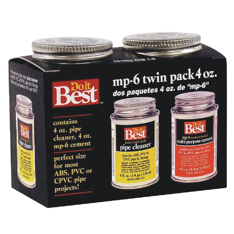 Do it Best MP-6 Pipe Cleaner & PVC Cement Kit, (2) 4 Oz. Cans