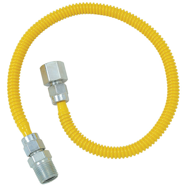 Dormont 3/8 In. OD x 48 In. Coated Stainless Steel Gas Connector, 1/2 In. FIP x 1/2 In. MIP (Tapped 3/8 In. FIP)