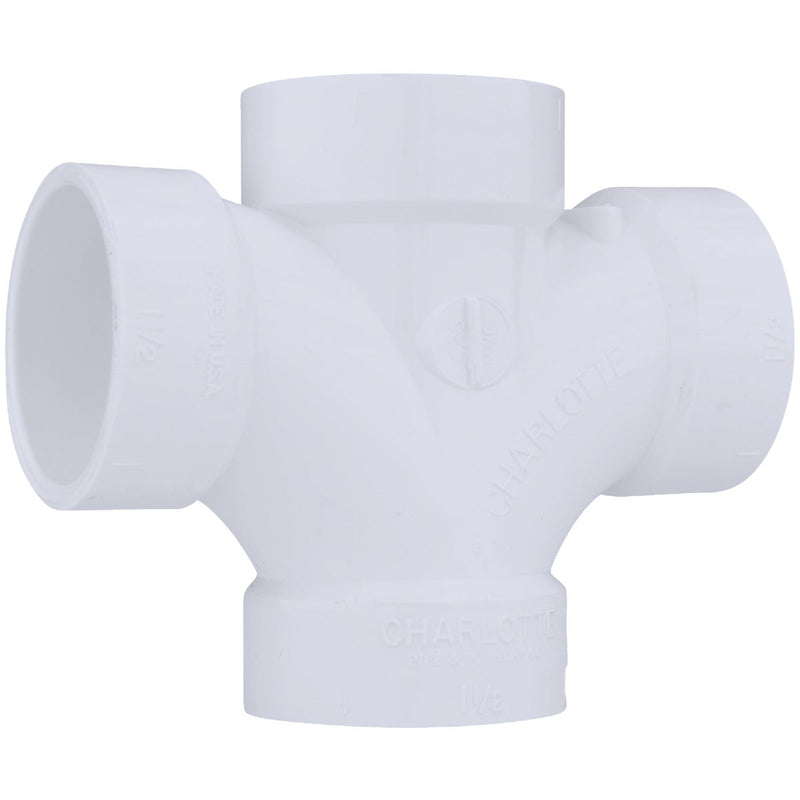 Charlotte Pipe 1-1/2 In. Double Sanitary DWV PVC Tee