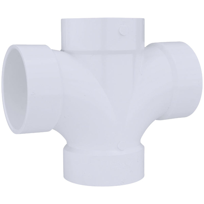 Charlotte Pipe 4 In. Double Sanitary DWV PVC Tee