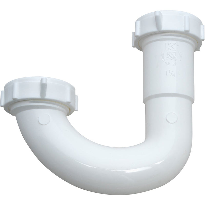 Keeney 1-1/4" White Plastic J-Bend, Heavy Duty Washer