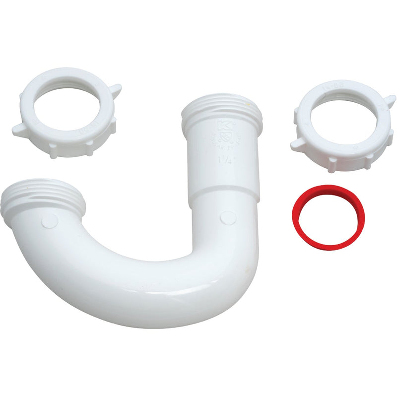 Keeney 1-1/4" White Plastic J-Bend, Heavy Duty Washer