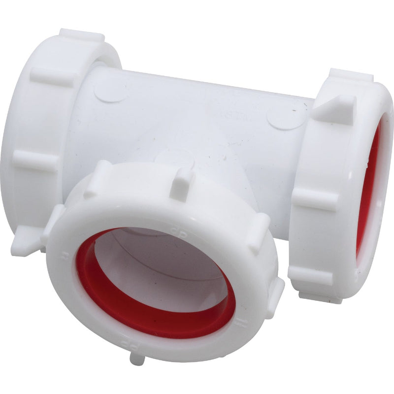 Keeney 1-1/2 In. White Polypropylene Three-Way Coupling Tee