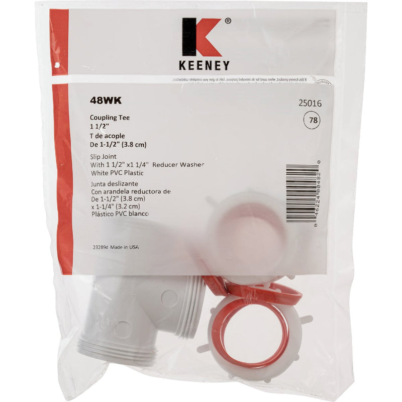 Keeney 1-1/2 In. White Polypropylene Three-Way Coupling Tee