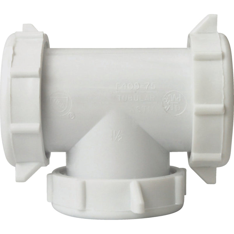 Keeney 1-1/2 In. White Polypropylene Three-Way Coupling Tee