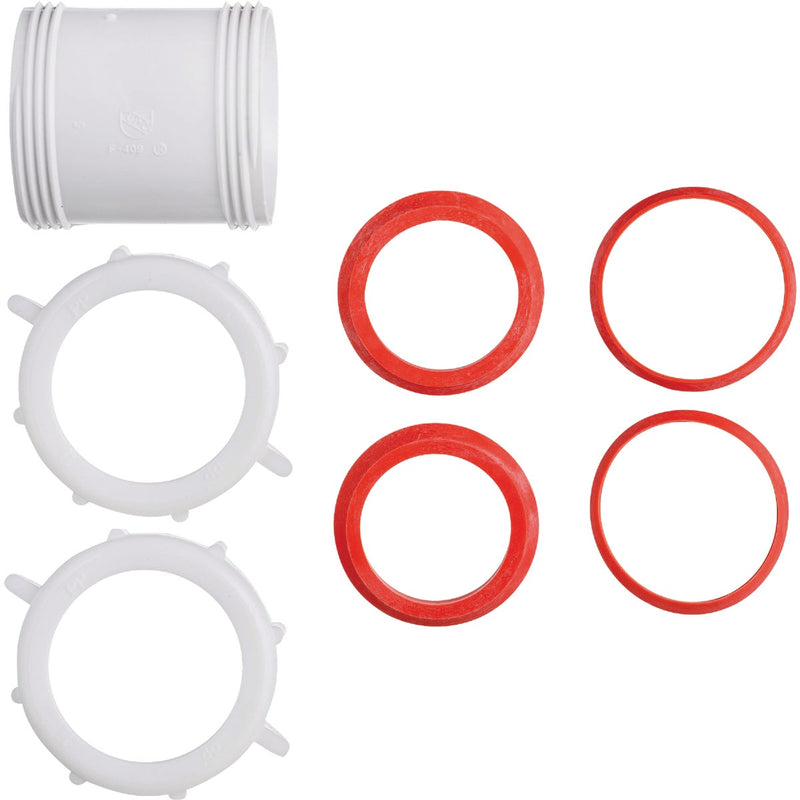 Keeney 1-1/2 In. White Polypropylene Straight Extension Coupling
