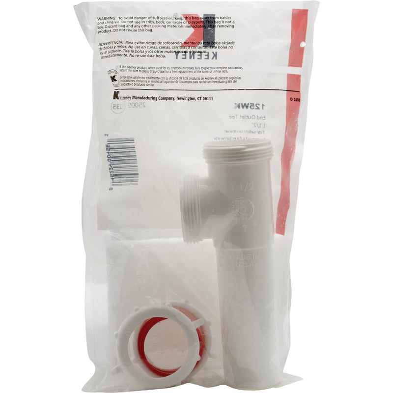 Keeney 1-1/2 In. White Polypropylene End Outlet Tee