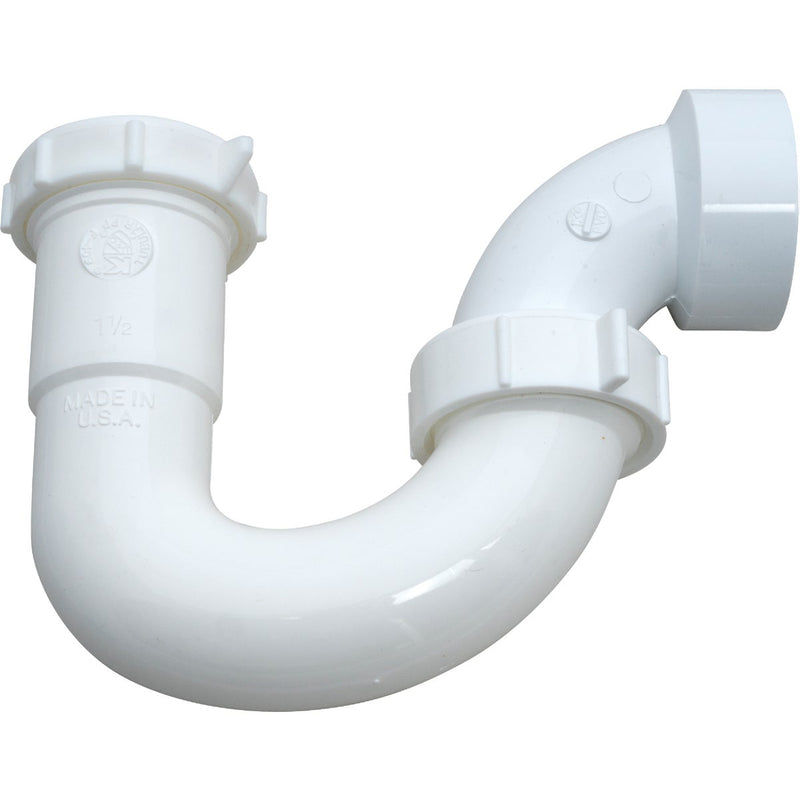 Keeney 1-1/2 In. or 1-1/4 In. White Plastic J-Bend Sink Trap with Reducer Washer