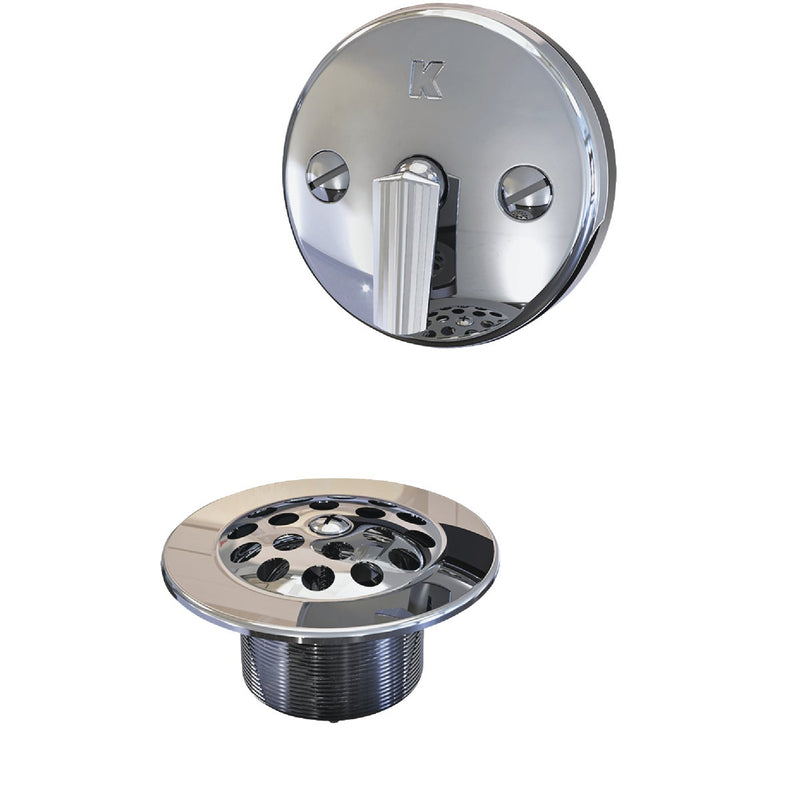 Keeney Black Plastic Trip Lever Bath Drain with Polished Chrome Trim and Strainer & Dome Grid