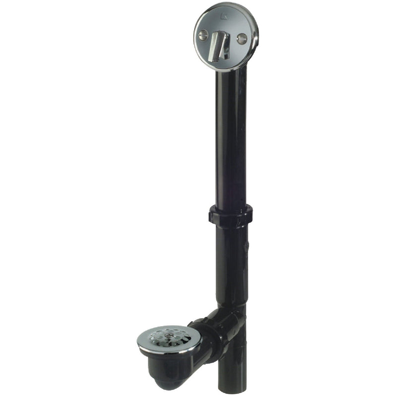 Keeney Black Plastic Trip Lever Bath Drain with Polished Chrome Trim and Strainer & Dome Grid