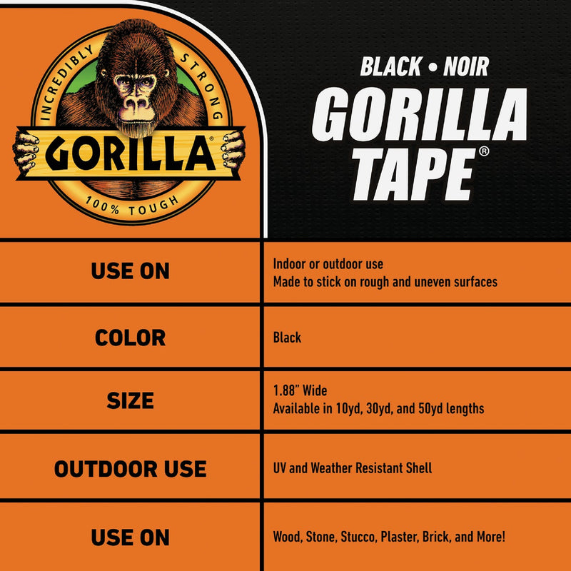 Gorilla 1.88 In. x 50 Yd. Heavy-Duty Duct Tape, Black