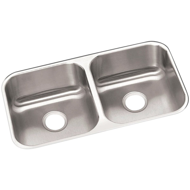 Elkay Dayton 31-3/4 In. x 18-1/4 In. x 8 In. Equal Double Bowl Undermount Kitchen Sink, Stainless Steel